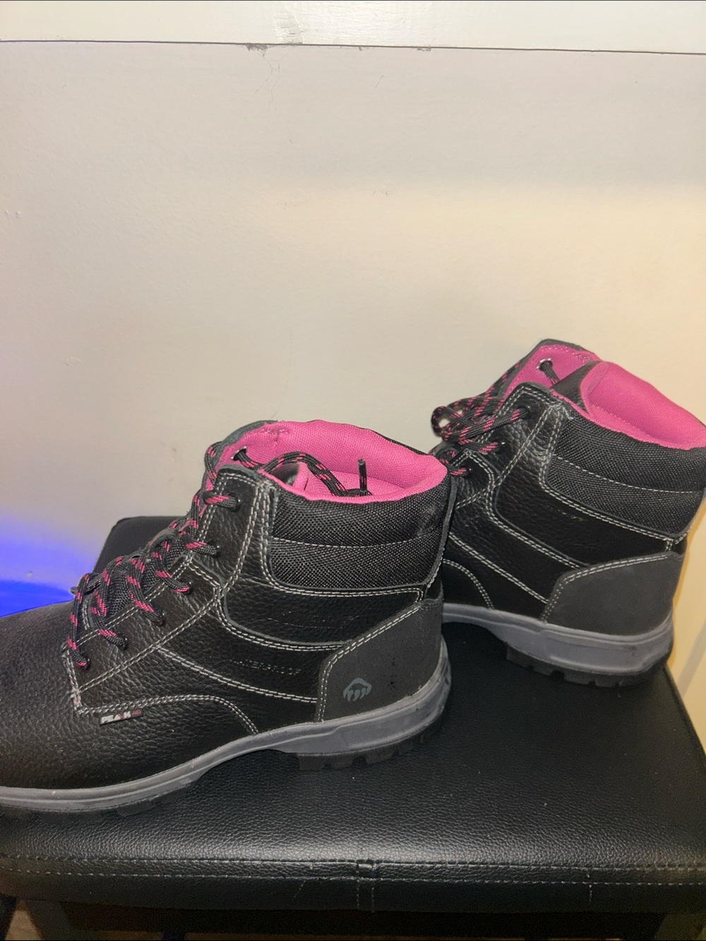 Wolverine Black Lace-Up Women's Work Boots with Pink Interior
